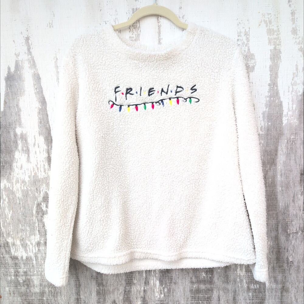 Friends Fleece Pullover ComfortCore Christmas Pajama Winter White Women's Medium